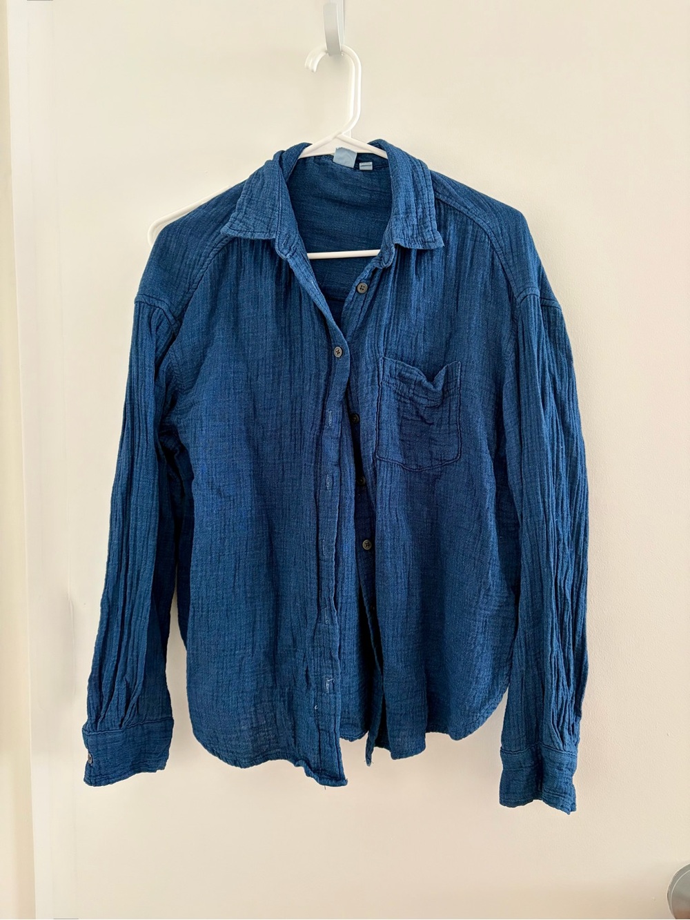 GAP Indigo Blue Cotton Gauze Button-Down Shirt